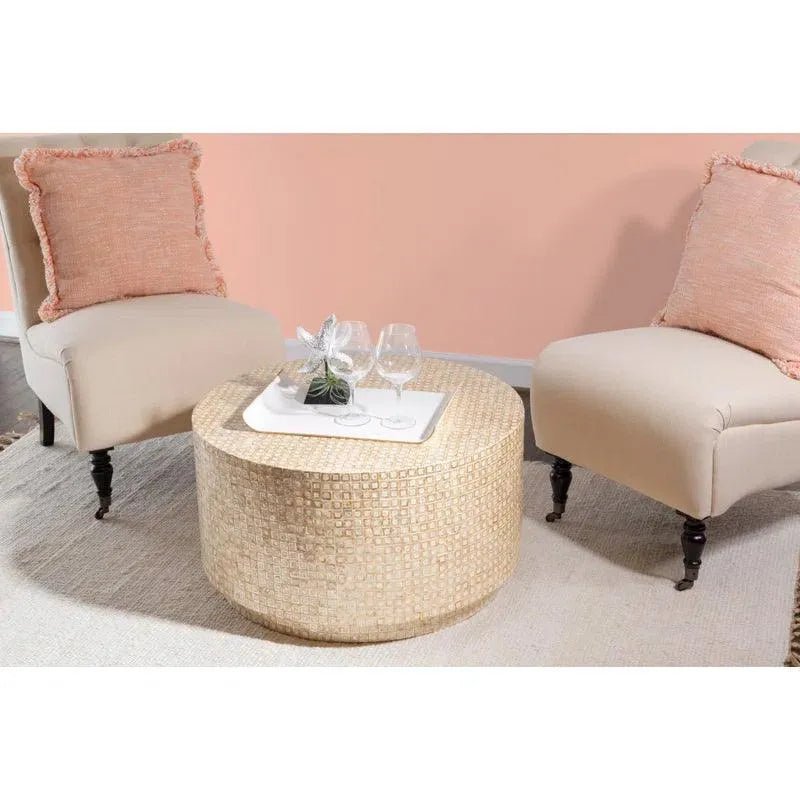 Astra coffee table in mother of pearl  by Ashborn Furniture