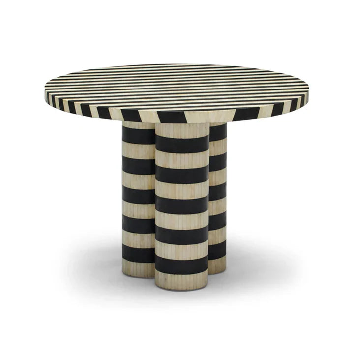 Bone Inlay Dining Table : Stripe : Black & White by ashborn furniture