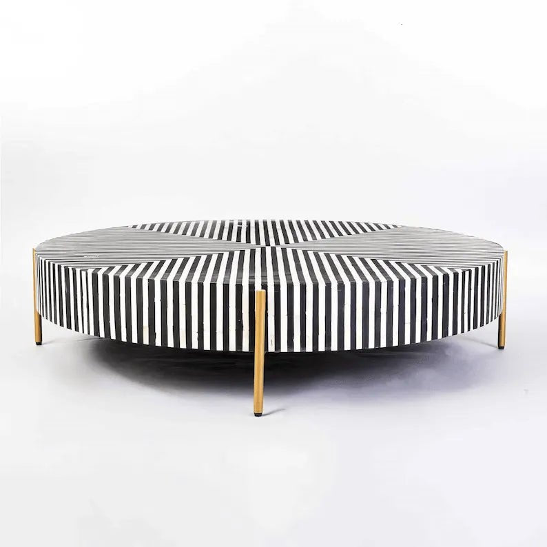 Maris Striped Coffe table in bone inlay     by Ashborn Furniture