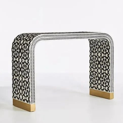 moroccan Bone inlay waterfall console in black