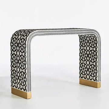 moroccan Bone inlay waterfall console in black