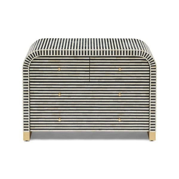 stripe black chest of drawer in bone inlay by Ashborn furniture