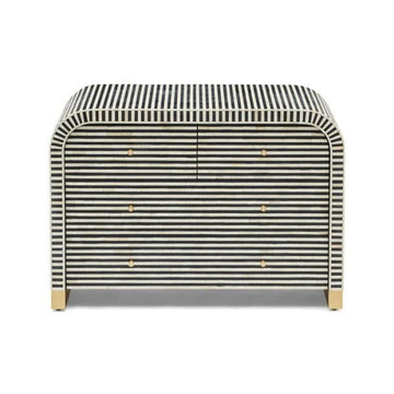 stripe black chest of drawer in bone inlay by Ashborn furniture