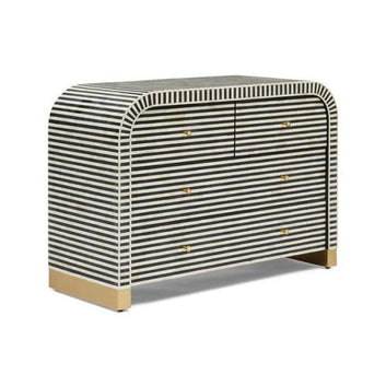 stripe black chest of drawer in bone inlay by Ashborn furniture | Image 2