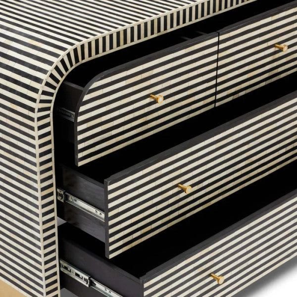 stripe black chest of drawer in bone inlay by Ashborn furniture | Image 3