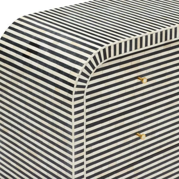 stripe black chest of drawer in bone inlay by Ashborn furniture | Image 4