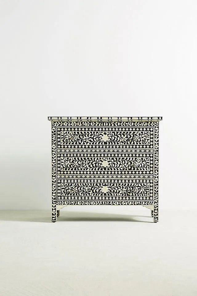 fleur chest of drawers in bone inlay by Ashborn furniture