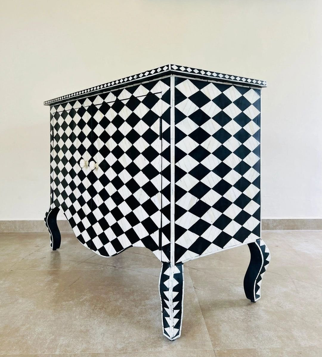 checkered chest of drawers in bone inlay by Ashborn furniture | Image 2