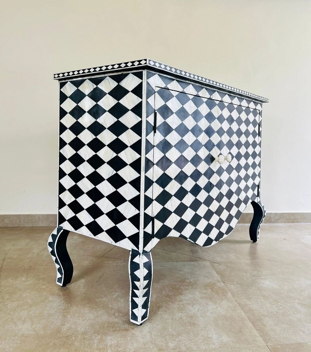 checkered chest of drawers in bone inlay by Ashborn furniture | Image 3