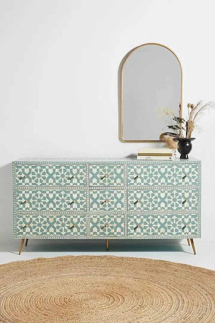 moroccan Nine Bone inlay chest of drawer by Ashborn furniture