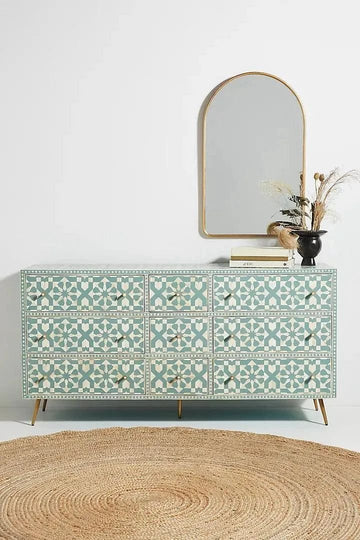 moroccan Nine Bone inlay chest of drawer by Ashborn furniture