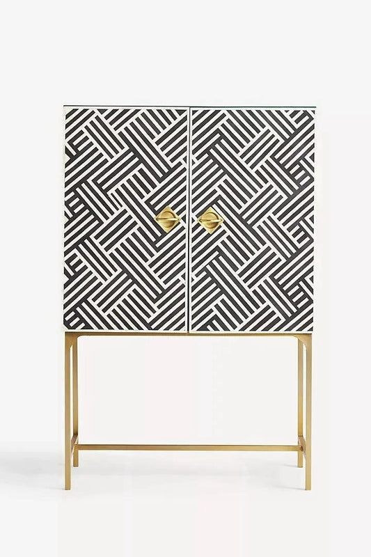 optical inlay Bar cabinet By Ashborn furniture
