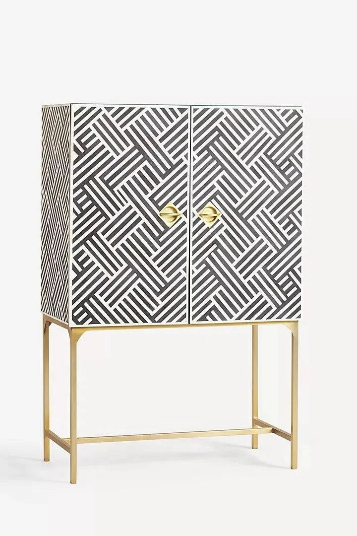 optical inlay Bar cabinet By Ashborn furniture | Image 3