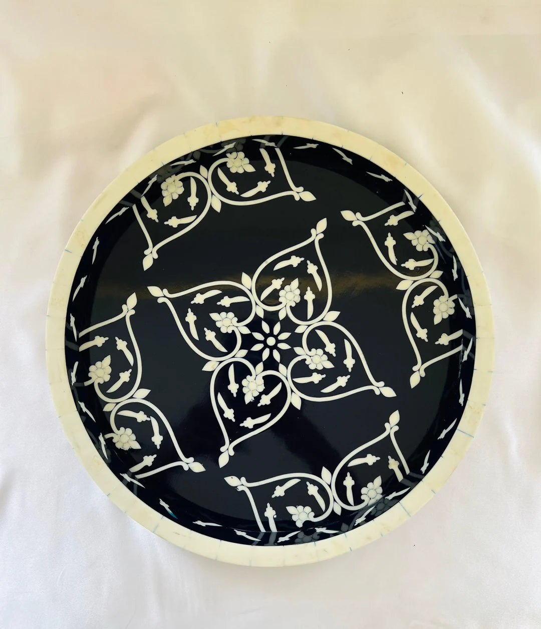 Ivory Orbit Bone Inlay Tray by Ashborn furniture