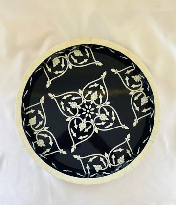 Ivory Orbit Bone Inlay Tray by Ashborn furniture