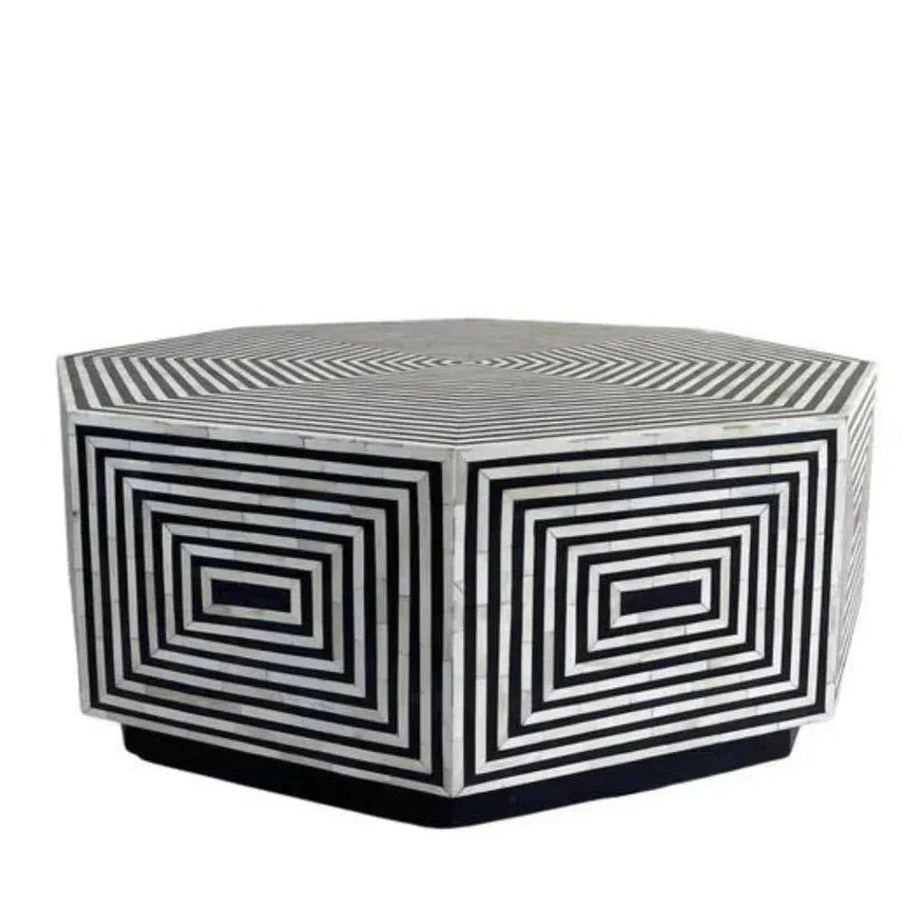 BONE INLAY HEXAGON COFFEE TABLE   BY ASHBORN FURNITURE | Image 3