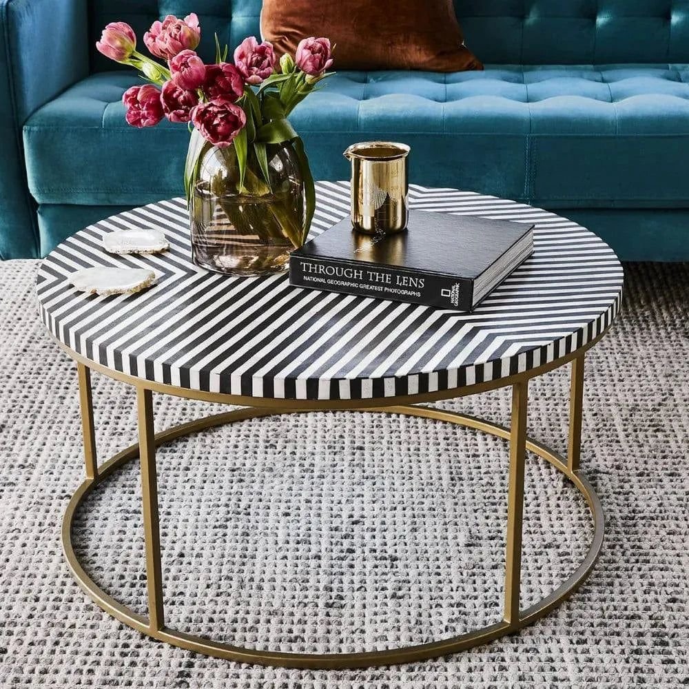 ARIA COFFEE TABLE IN BONE INLAY   BY ASHBORN FURNITURE