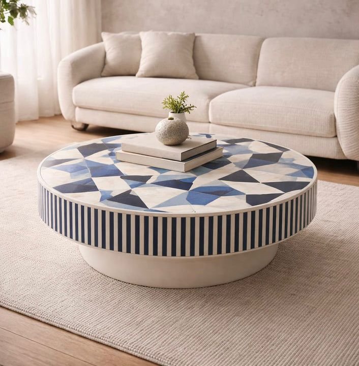 Blue Azure Geo Bone Inlay Coffee Table   by Ashborn Furniture | Image 3