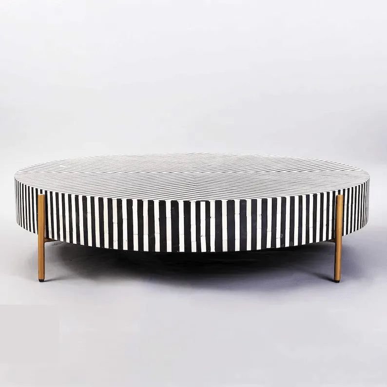 Maris Striped Coffe table in bone inlay     by Ashborn Furniture | Image 3