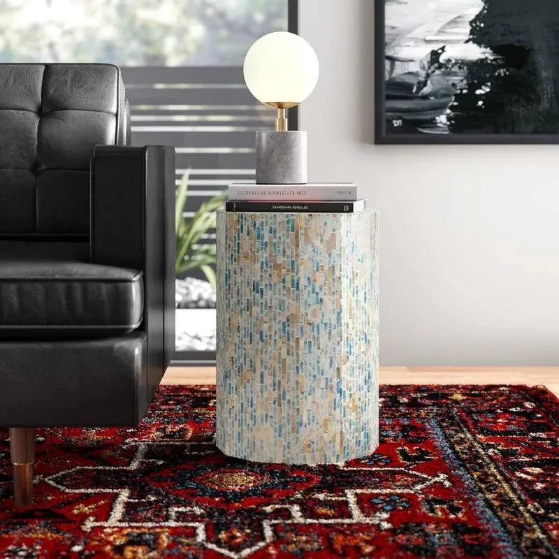 arsenault Blue mother of pearl hand made side table