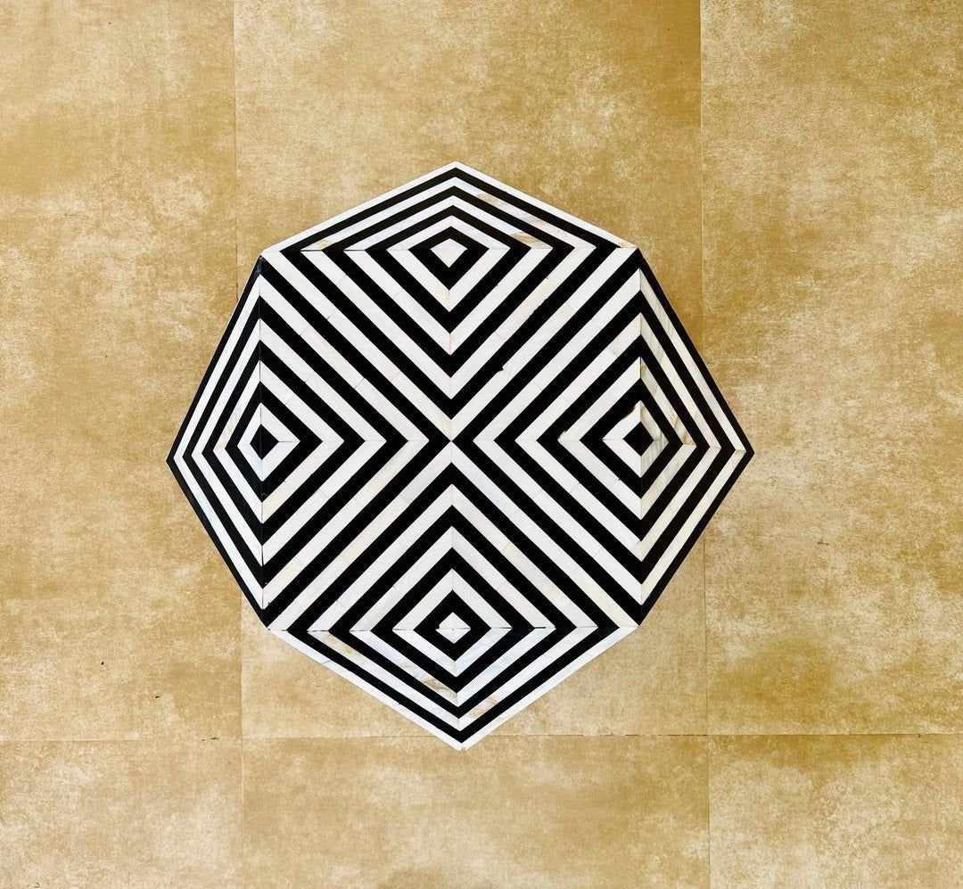 black diamond-shaped mother of pearl end table       by Ashborn Furniture | Image 3