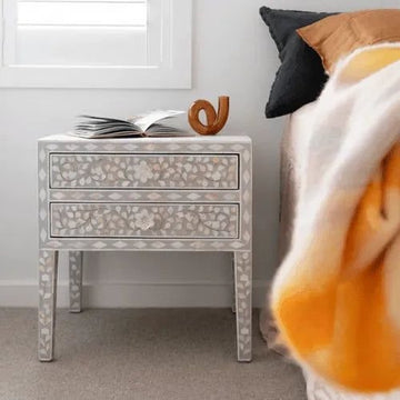 tranquil Haven Bedside tabel in mother of pearl       by Ashborn Furniture