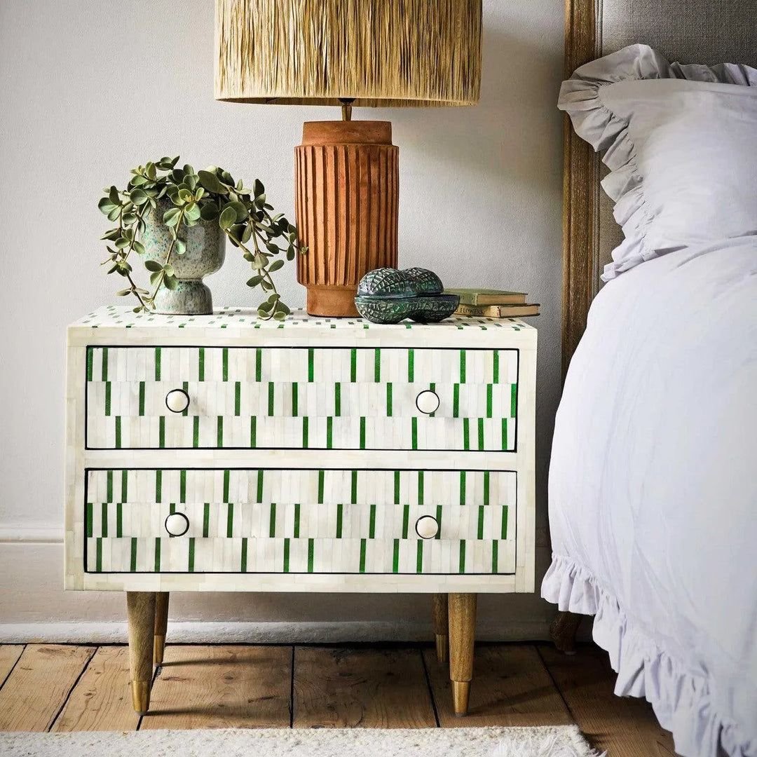 Dash Bone inlay Bed side table by Ashborn Furniture