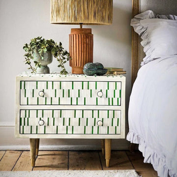 Dash Bone inlay Bed side table by Ashborn Furniture