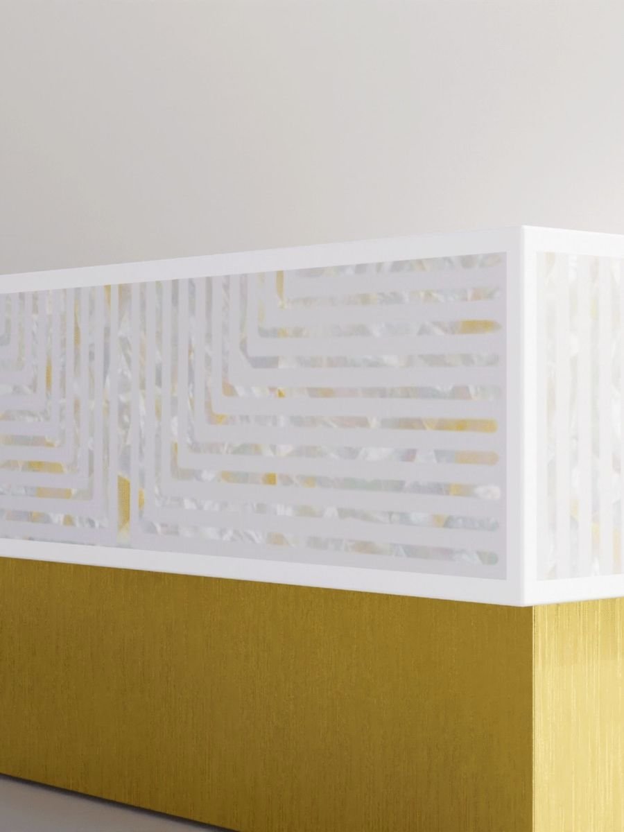 White Harmony striped mother of pearl inlay rectangular coffee table   by Ashborn furniture | Image 2