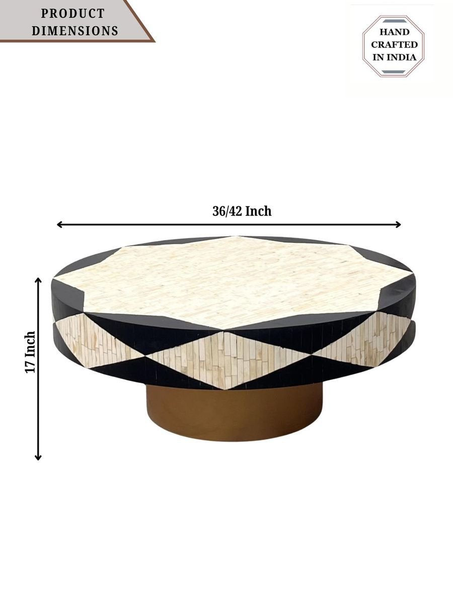 bone inlay black philly round table By Ashborn furniture | Image 3