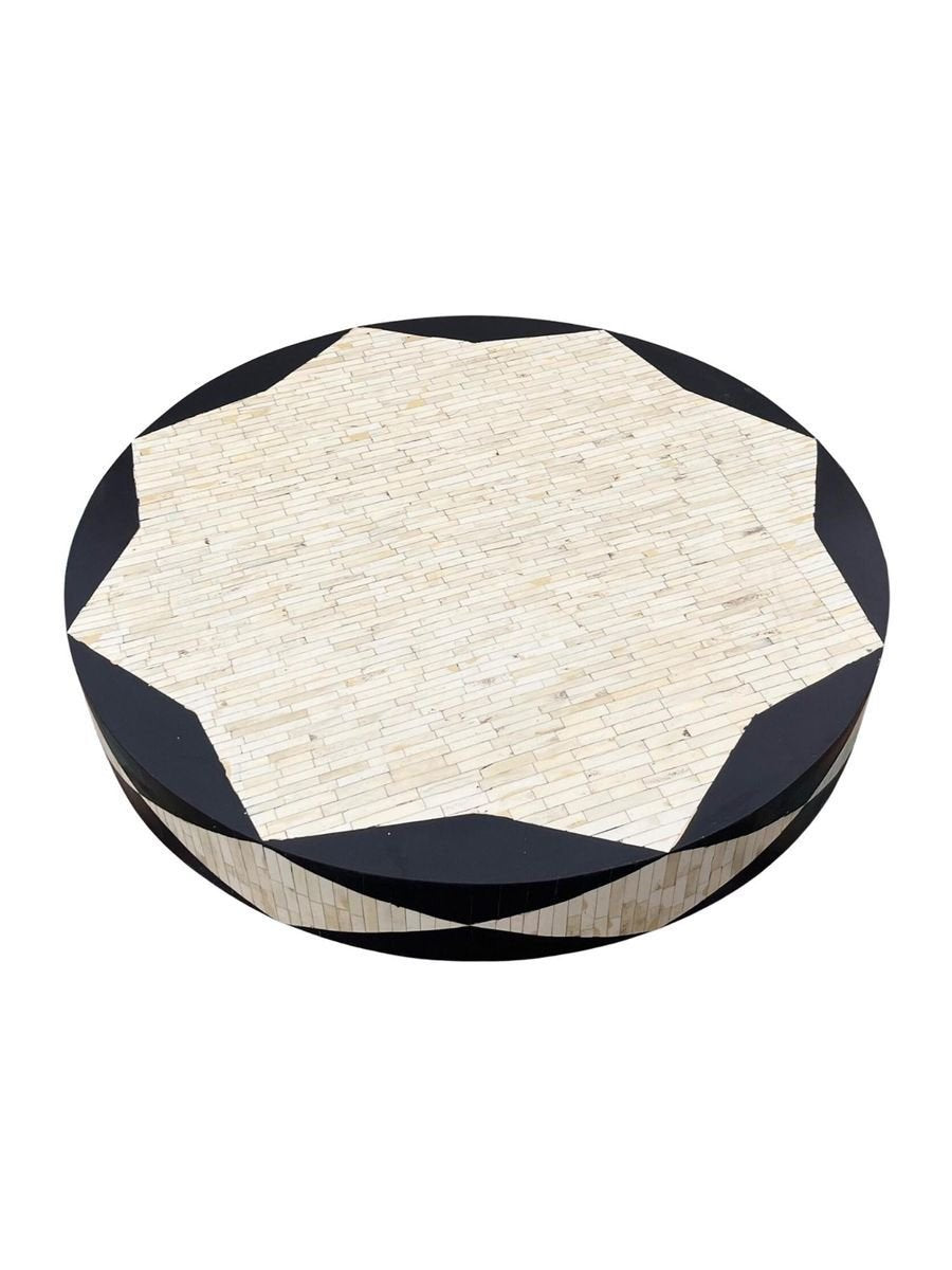 bone inlay black philly round table By Ashborn furniture | Image 4