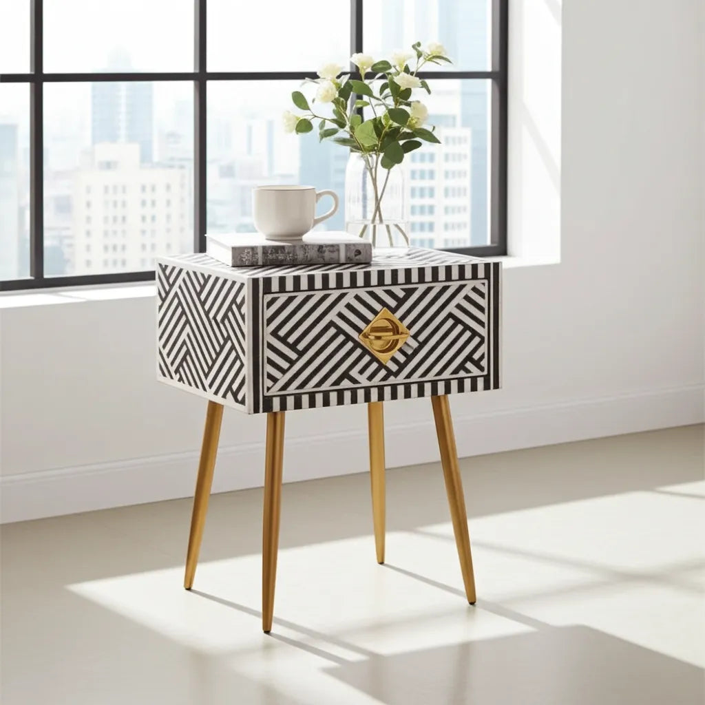 black and white bed side table by Ashborn furniture | Image 2