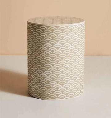 fish scale pattern boneinlay side table by Ashborn