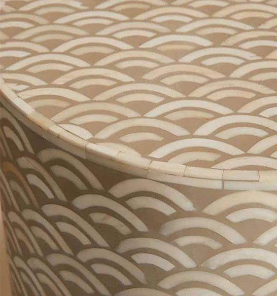 fish scale pattern boneinlay side table by Ashborn | Image 2