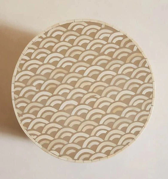 fish scale pattern boneinlay side table by Ashborn | Image 3