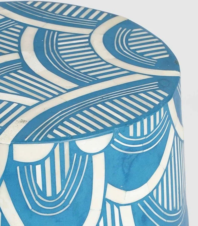 blue bird bone inlay side table By Ashborn furniture | Image 2