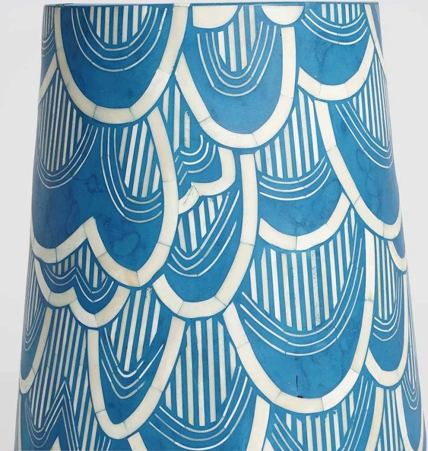 blue bird bone inlay side table By Ashborn furniture | Image 3