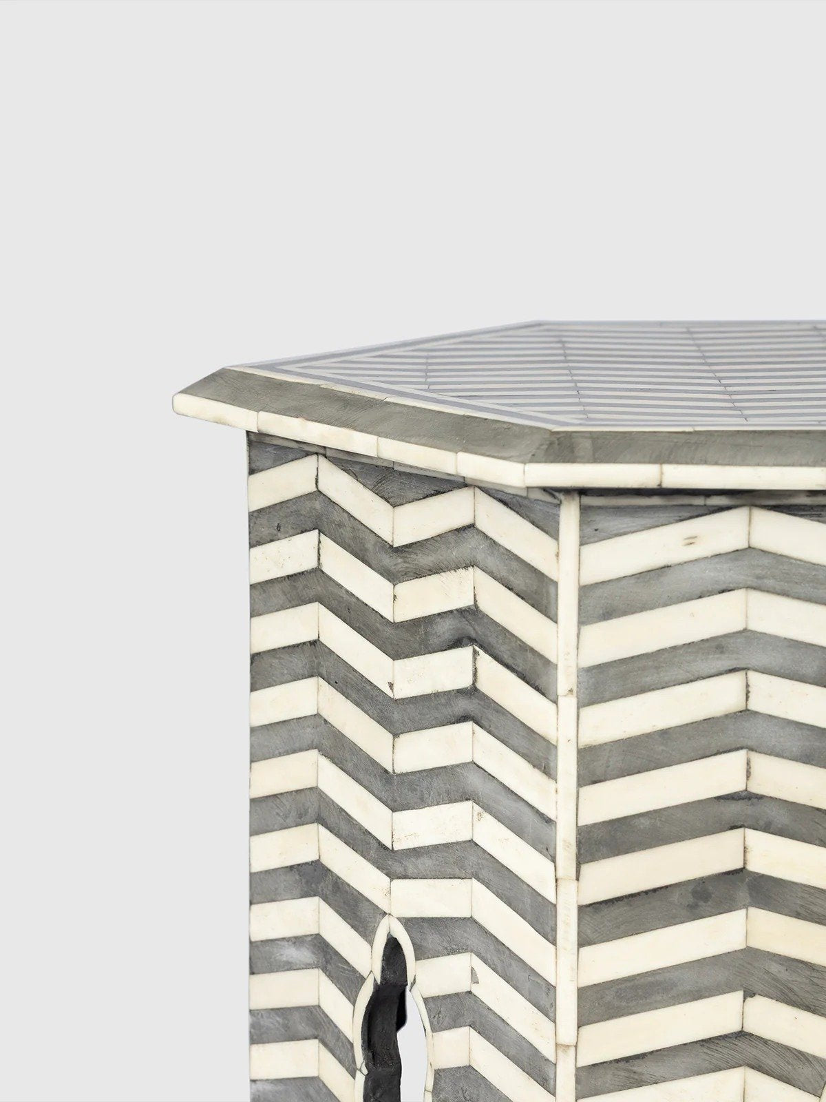 Zig Zag Bone inlay Side table By Ashborn Furniture | Image 3
