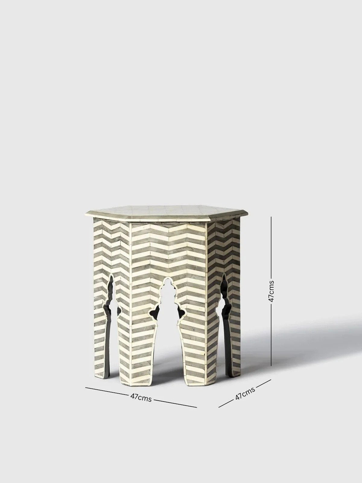 Zig Zag Bone inlay Side table By Ashborn Furniture | Image 4