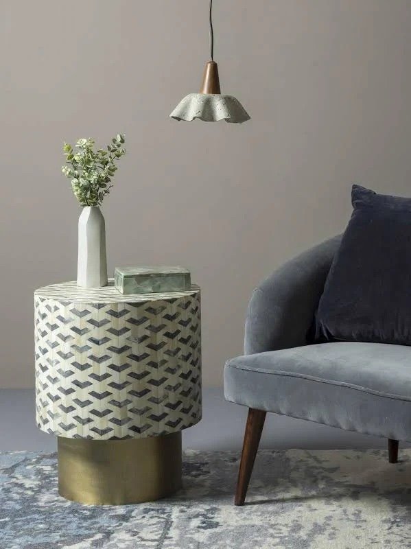 Artisan bone inlay side table by Ashborn furniture