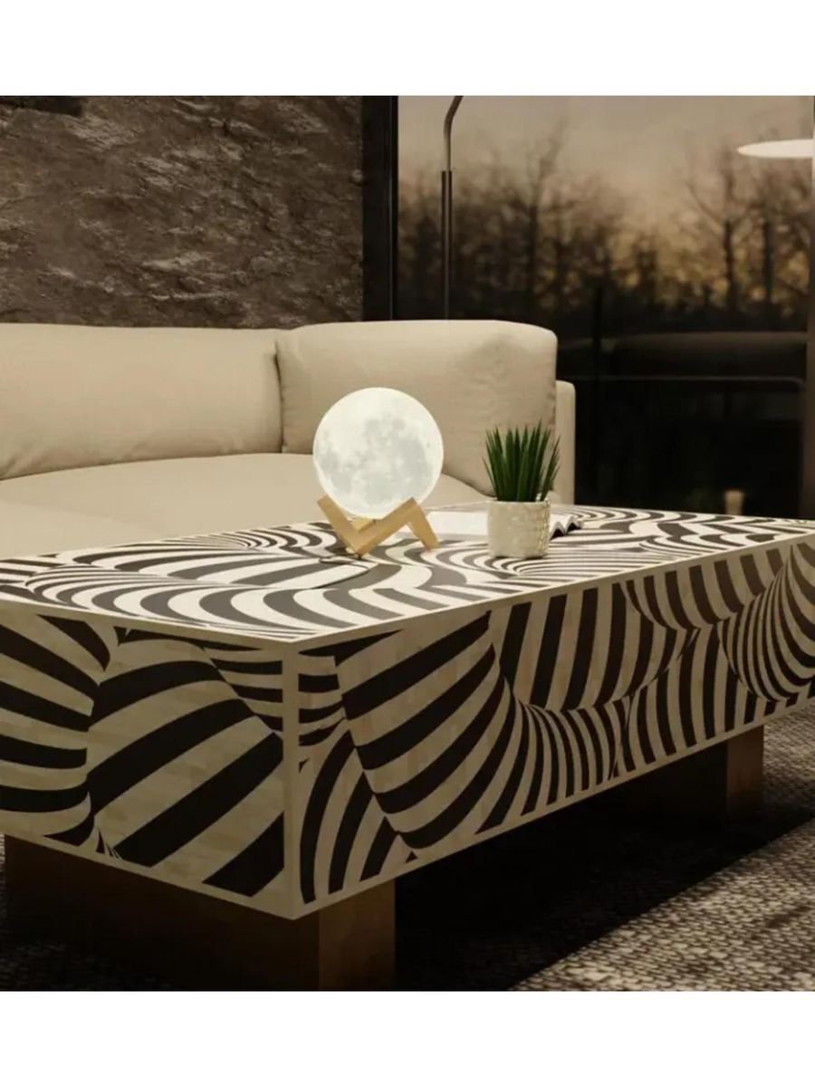 zebra pattern bone inlay coffee table By  Ashborn furniture | Image 3