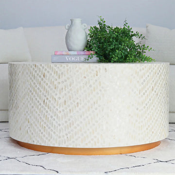 water drop mother of pearl coffee table by Ashborn furniture