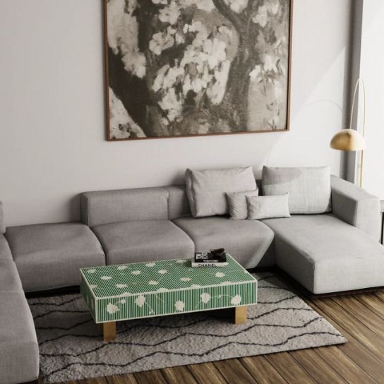 green blossom bone inlay coffee table by Ashborn furniture | Image 3