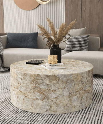 aesthetic mother of pearl coffee table by Ashborn furniture