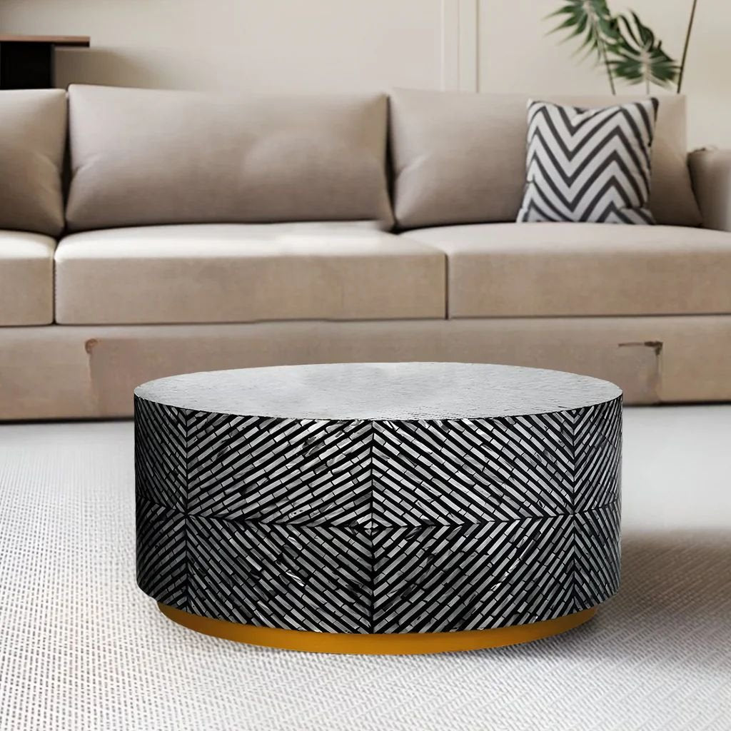 mother of pearl black coffee table
