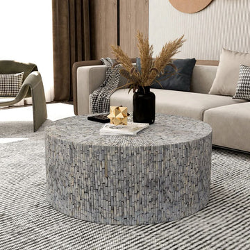glossy mother of pearl coffee table by Ashborn furniture