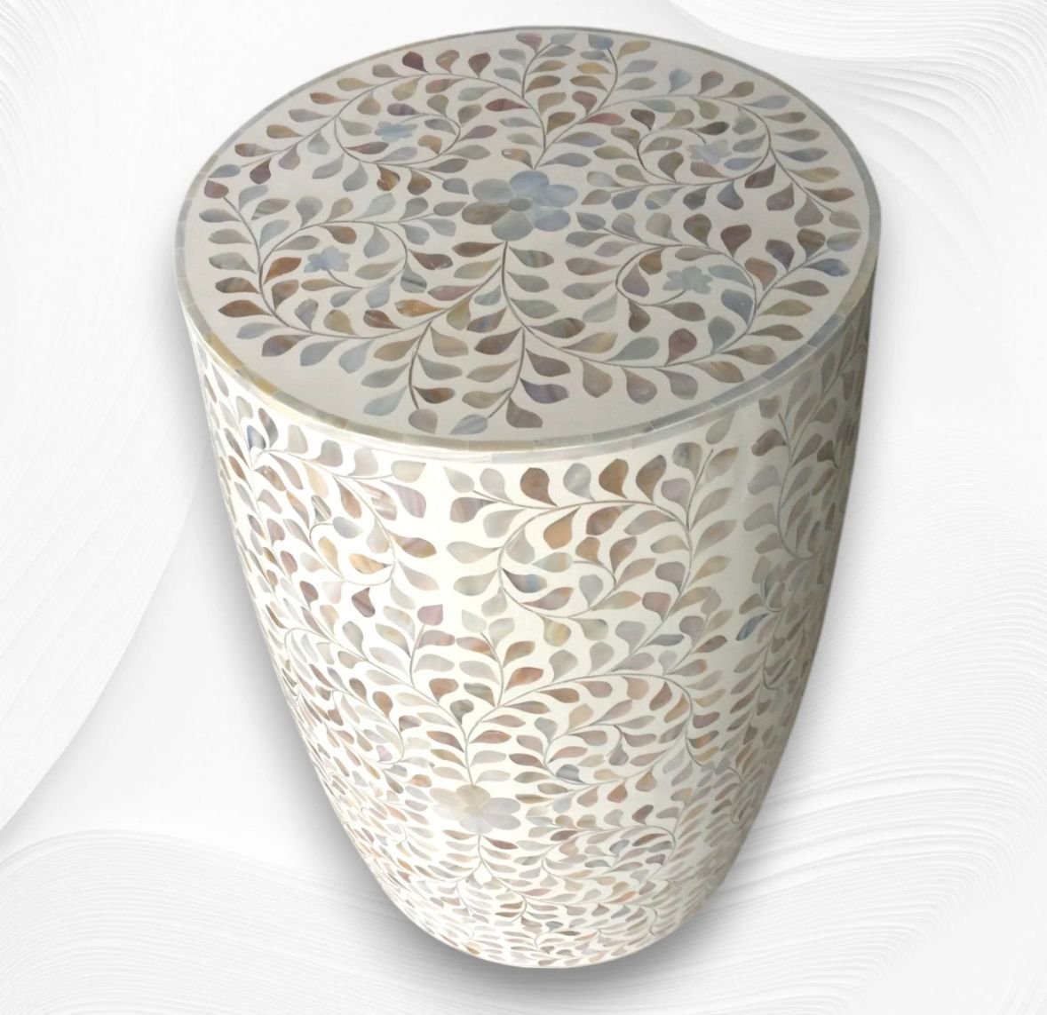 Drum charm mother of pearl side table by Ashborn furniture | Image 2