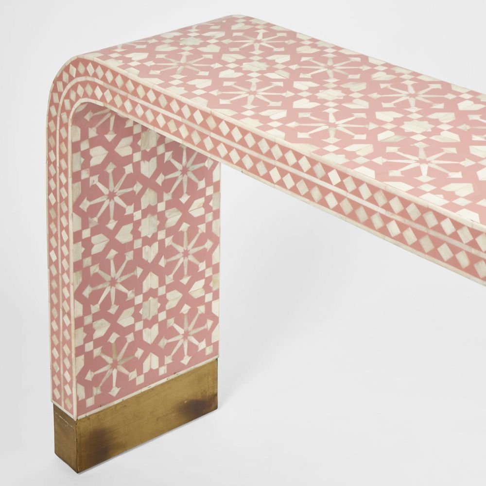Moroccan Bone inlay console table in pink | Image 2