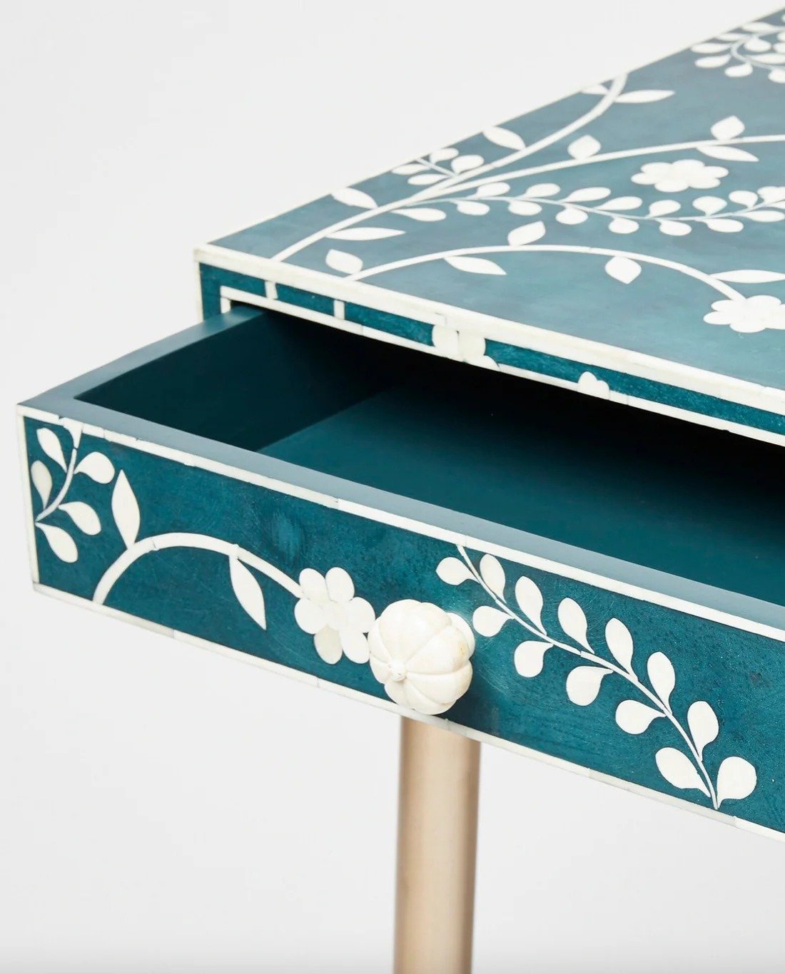 Blue floral bone inlay console table By Ashborn furniture | Image 4