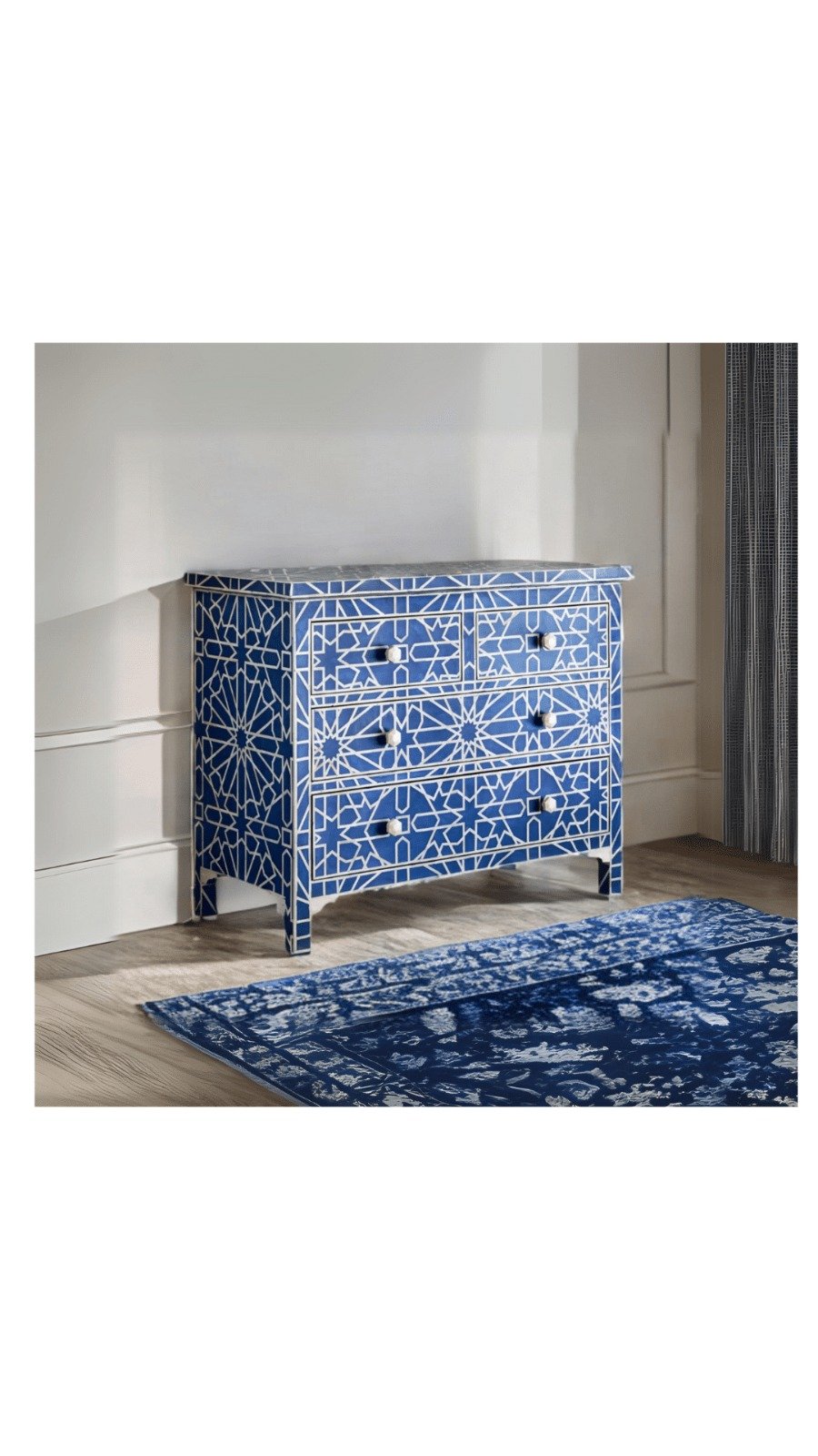 Geometric bone inlay chest of drawers by Ashborn furniture | Image 2